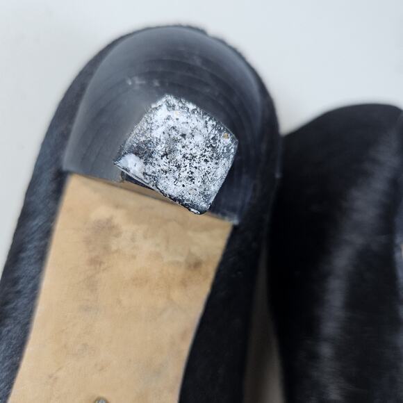 Vintage J Vincent Kitten Heel Shoe Black Calf Hair Womens 6.5 Medallion Dressy - Picture 11 of 16